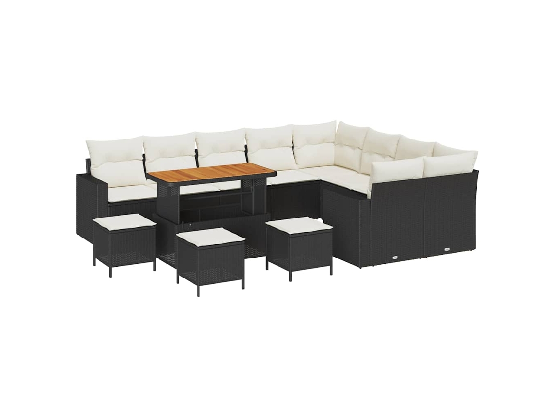 Maison Exclusive - Conjunto De Sofás De Jardín Con Cojín 14 Pcs Negro Y Crema