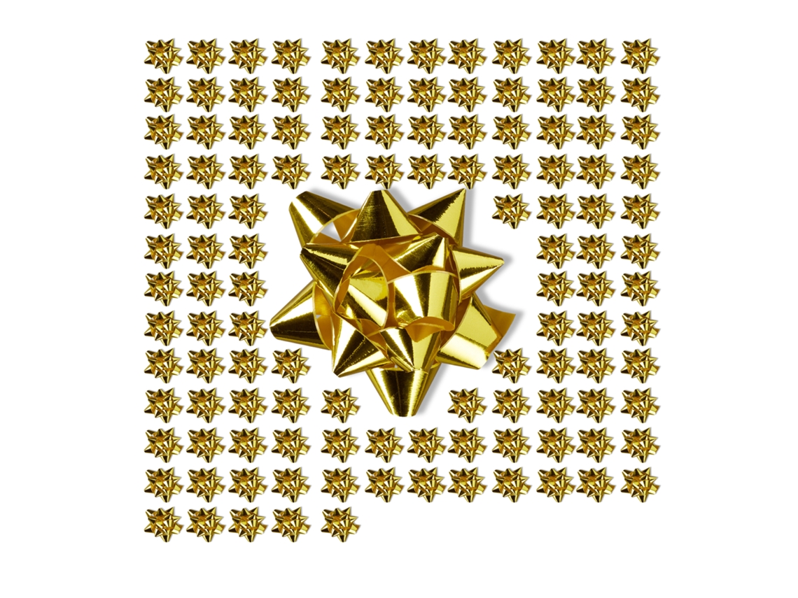 Conjunto De 100 Laços Para Presentes Relaxdays, Autocolantes, Pequenos Laços Para Natal E Aniversário, Ø 5 Cm, Dourado