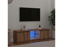 Mueble De Tv Luces Led Madera Roble Artisan 140x40x35,5 Cm