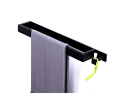 Toallero de acero inoxidable 304 con gancho, barra cromada sin taladrar, toallero adhesivo para baño, cocina y baño.