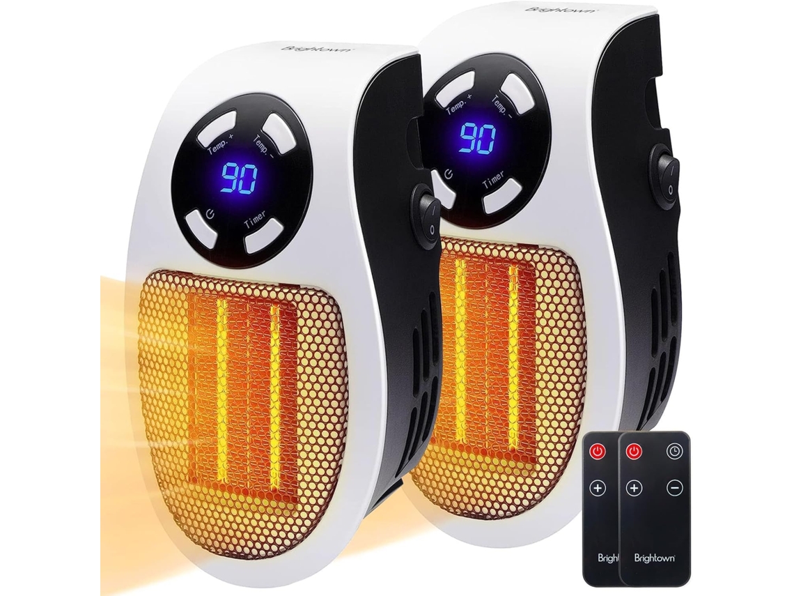 Calentador eléctrico portátil, pequeño y seguro con control remoto y pantalla LED (2 unidades) Cuich