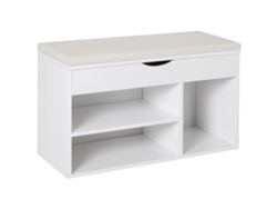 Banco Zapatero Con Asiento, Zapatero, Cajón Y Estantes, 80x30x47 Cm