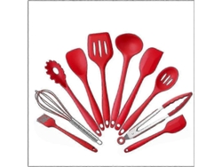 Juego de utensilios de cocina de 10 piezas, de silicona, con pinzas, cuchara y espátula. Nostalgia88
