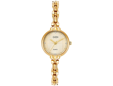 VEANXIN Reloj de pulsera pequeño de acero inoxidable dorado resistente al agua para mujer-Oro blanco