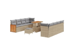 Maison Exclusive - Conjunto de sofás de jardín de 11 piezas en beige y gris claro