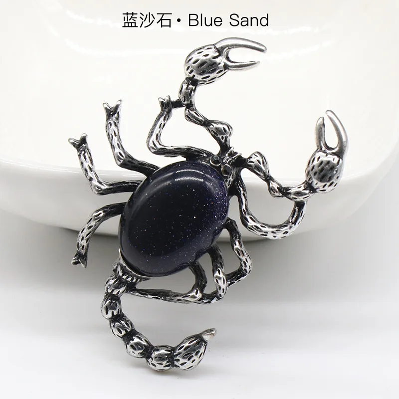 (arena Azul) Collar Con Colgante De Escorpión, Piedra Natural Para La Sanación Del Aura