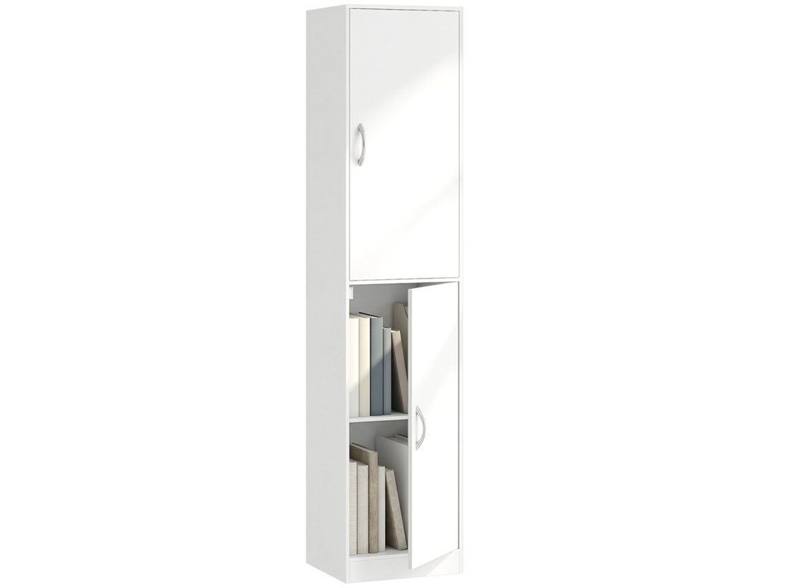 Estantería de 180 cm con 5 baldas ajustables, mueble independiente, color blanco.