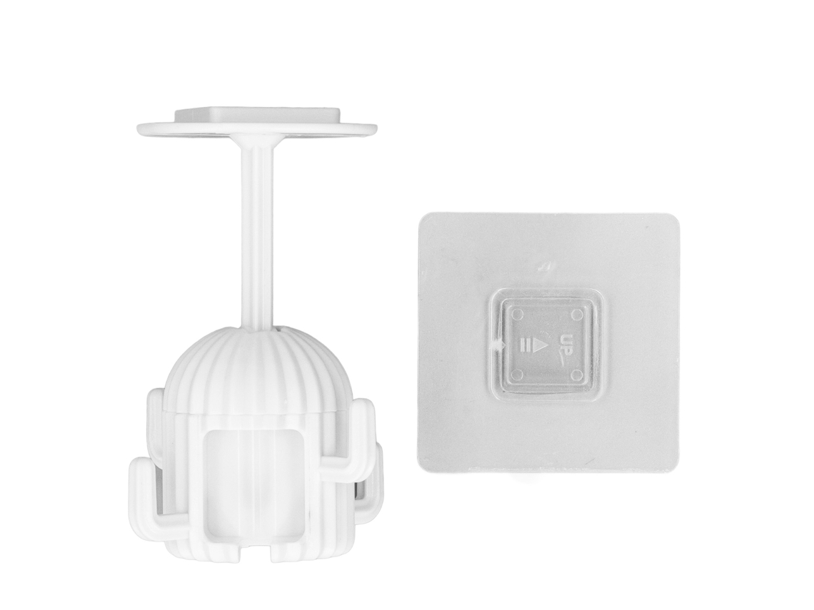 Gancho De Pared Cactus, Sin Perforaciones, Giratorio, Resistente Al Agua, Gancho Alargado, Blanco.