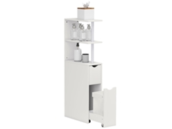 Mueble De Baño Con Unidad De Almacenamiento Y Cajón Con Ruedas, Con Estantes Abiertos, 20 X 45 X 115 Cm, Blanco