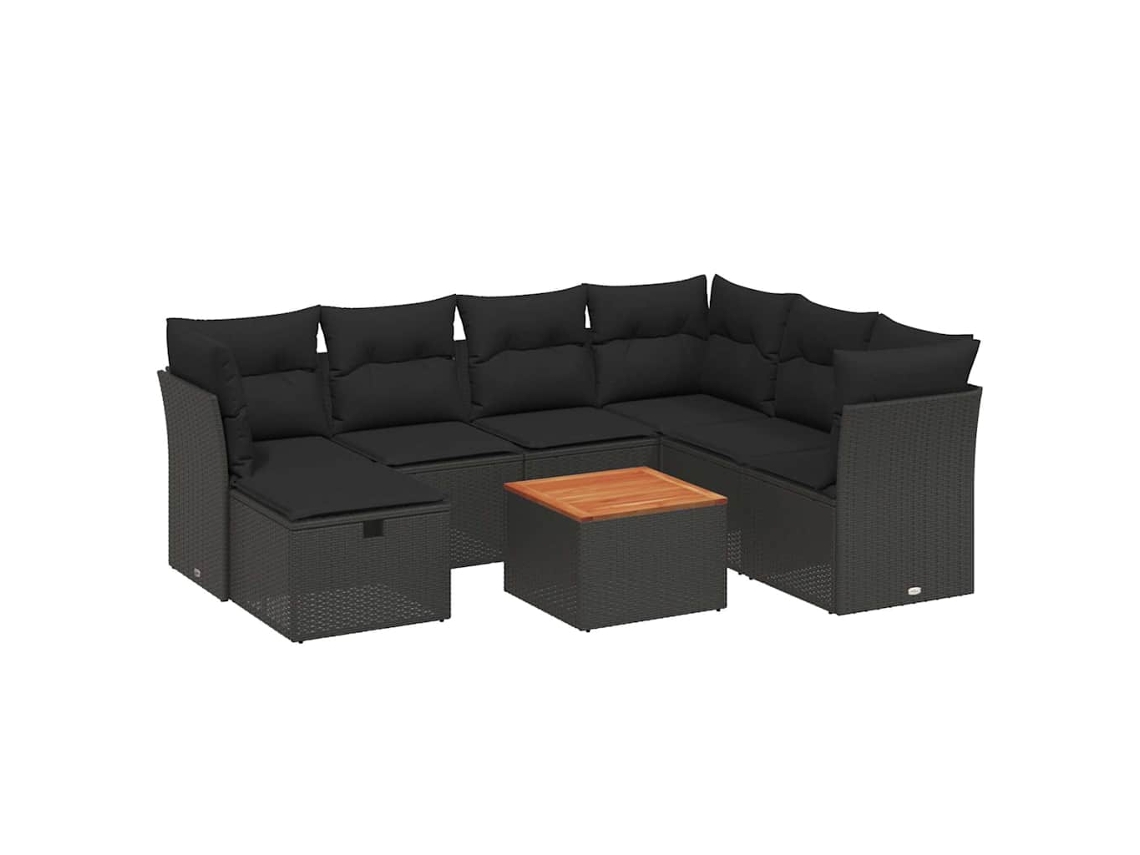 Maison Exclusive - Set De Sofás De Jardín 8 Piezas Y Cojines Ratán Sintético Negro