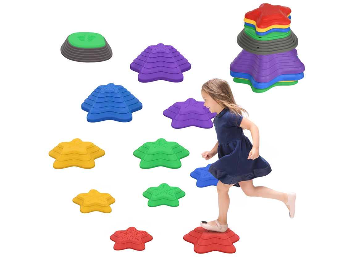 Juego de piedras de equilibrio para niños a partir de 3 años, 11 piedras, antideslizantes, soportan hasta 80 kg, con diseño de estrella de mar.