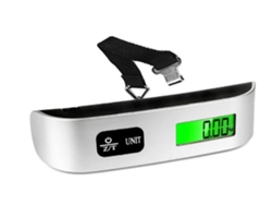 KOFIHETY Báscula de equipaje de viaje con pantalla LCD retroiluminada, báscula digital portátil de mano para maletas con sensor de temperatura, apagado automát