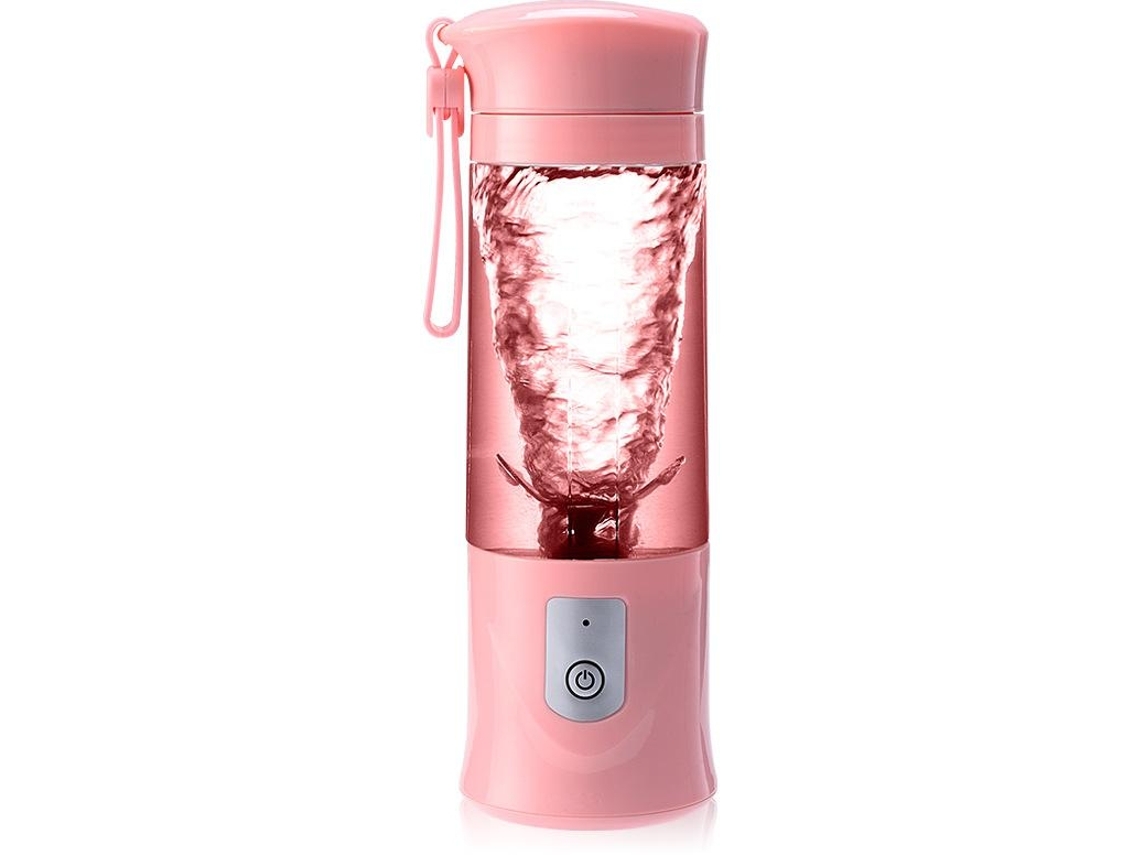 Licuadora portátil de tamaño personal para batidos y licuados, exprimidor de viaje USB con 6 cuchillas Gusshious, color rosa