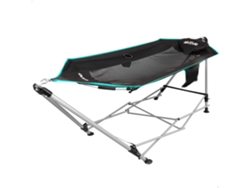 Hamaca plegable con estructura de acero de 265 x 78 x 80 cm con portavasos activo
