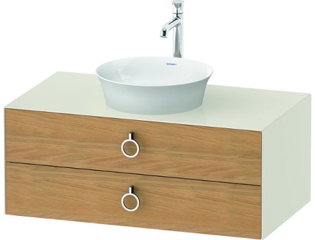 DURAVIT Tulip blanco, mueble de baño colgado en la pared, ancho 1000 x fondo 550mm, con 2 cajones, con tirador, WT49910