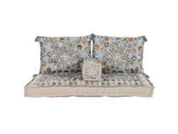 Juego de 4 sillones dobles de algodón, color azul, 150x76x20cm ALEXANDRA HOUSE LIVING