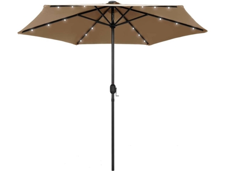 vidaXL Sombrilla con luces LED y palo de aluminio gris taupe 270 cm