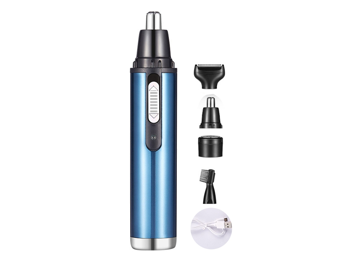 Recortador De Pelo Nasal Eléctrico 4 En 1 Resistente Al Agua Usb Limpiable Desmontable Mini Azul Cielo