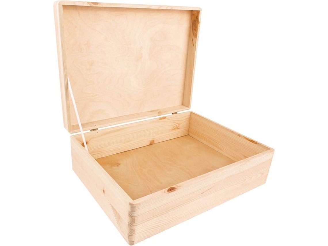 Caja De Almacenamiento De Madera Creative Deco 40X30X14Cm Caja De Madera En Bruto Y Sin Lijar Caja De Memoria CREATIVE DECO Box Trunk