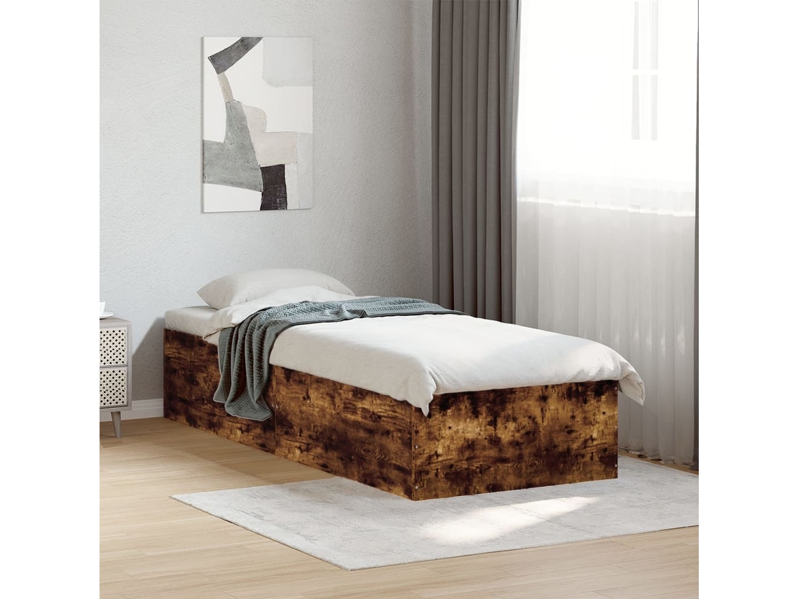 Estructura De Cama Madera De Ingeniería Roble Humo 100x200 Cm