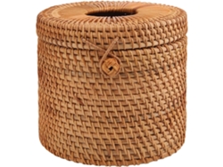 Portarrollos redondo de mimbre con soporte de rosca y dispensador de papel higiénico para baño, Ca Gokoco