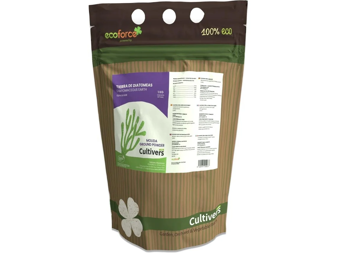 CULTIVERS Tierra de Diatomeas Molienda 1 kg 100% Natural y Ecológico. Grado alimenticio E55IC. No Calcinada de Alta pureza