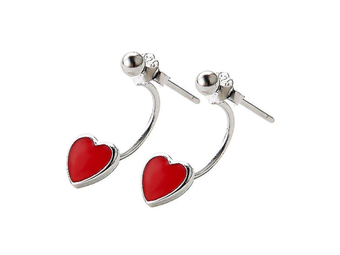 2026-aretes Colgantes De Plata 925 Corazón Rojo Fungus Para Mujer Embalaje Individual