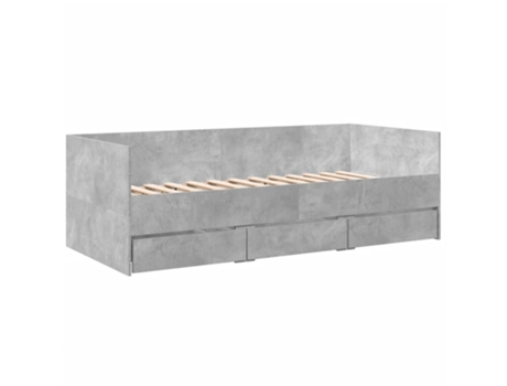 Tumbona con cajones madera ingeniería gris hormigón VIDAXL (90 x 190 cm)