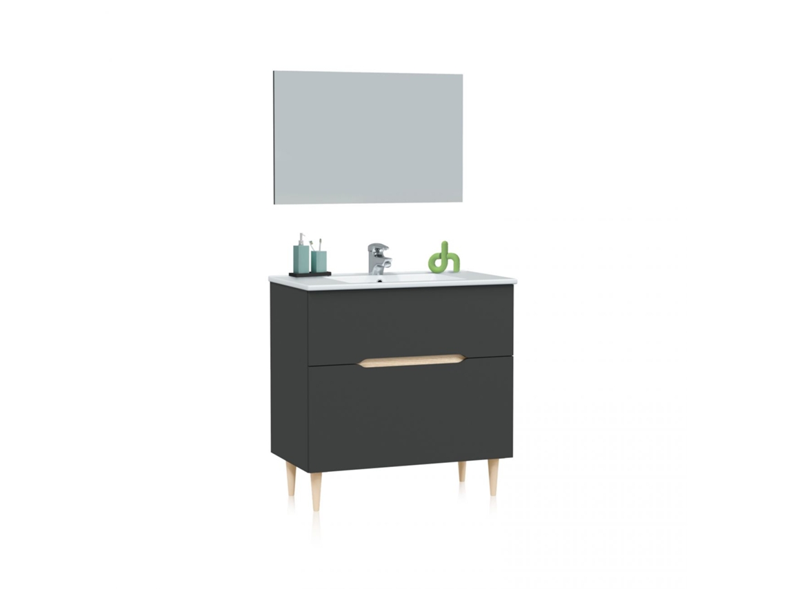 Mueble de baño Opera 80 Antracita - Roble 80 x 80 x 45 cm