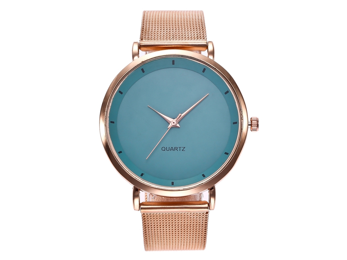 Reloj De Cuarzo Informal Para Mujer, Sencillo Y Elegante, Con Esfera Redonda Y Correa De Piel Sintética Azul Claro.