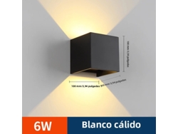 Aplique De Pared Led De 6 W (blanco Cálido), Resistente Al Agua Y Al Viento, Ángulo De Haz Ajustable, Material Abs