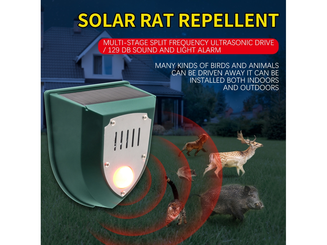 Repelente Solar Ultrasónico Con Sensor De Movimiento Ip55, Alarma Anti-intrusos Y Contra Plagas Para Uso Exterior.