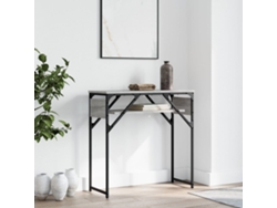 Mesa consola | Mesa de entrada | Mesa auxiliar con estante, derivados de madera, gris, Sonoma