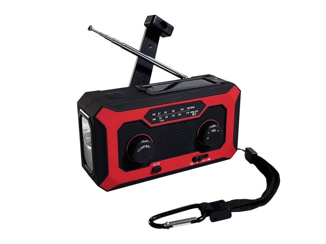 Generador de radio solar BESTVITE de 4000 mAh con manivela y linterna (rojo)