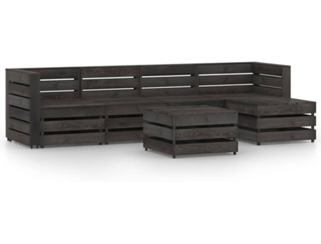 Conjunto 6 de muebles de jardín VIDAXL madera de pino impregnada gris