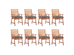 Sillas de comedor de jardín DKD Home Decor de 8 piezas con cojines de acacia maciza