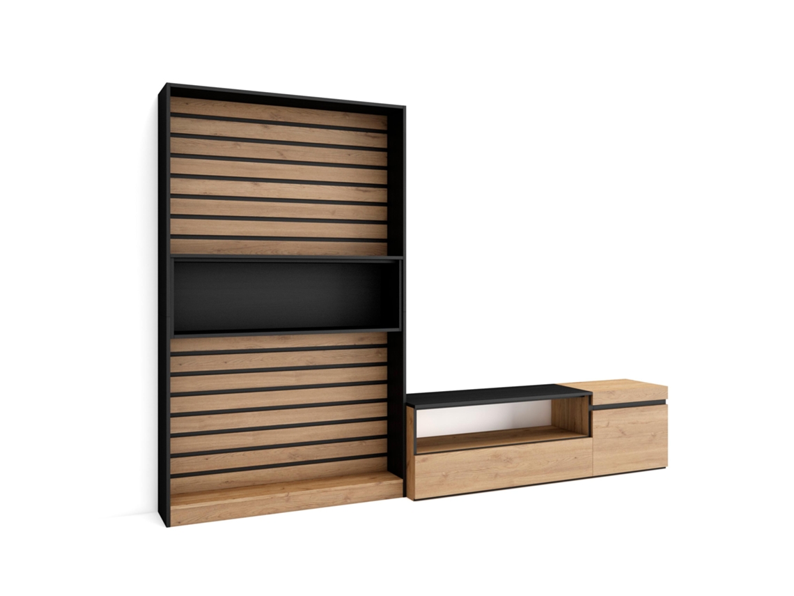 Muebles de Salón para TV 260x186x35cm Para TV hasta 65 Mueble Televisión Roble y negro