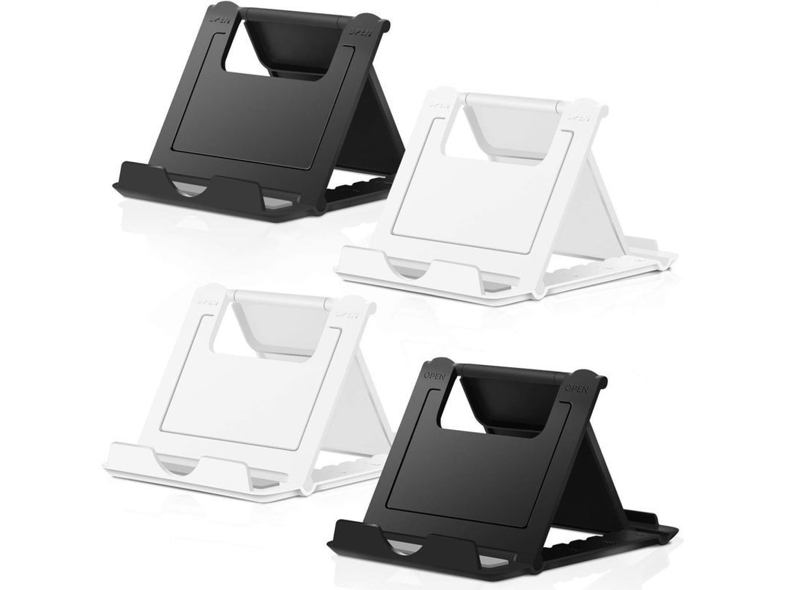 Soporte Para Teléfono Móvil, 4 Unidades, Soporte Universal Plegable Para Tablet, Soporte De Escritorio De Bolsillo Multiángulo, 2 De Metal Negro + 2 De Metal Blanco