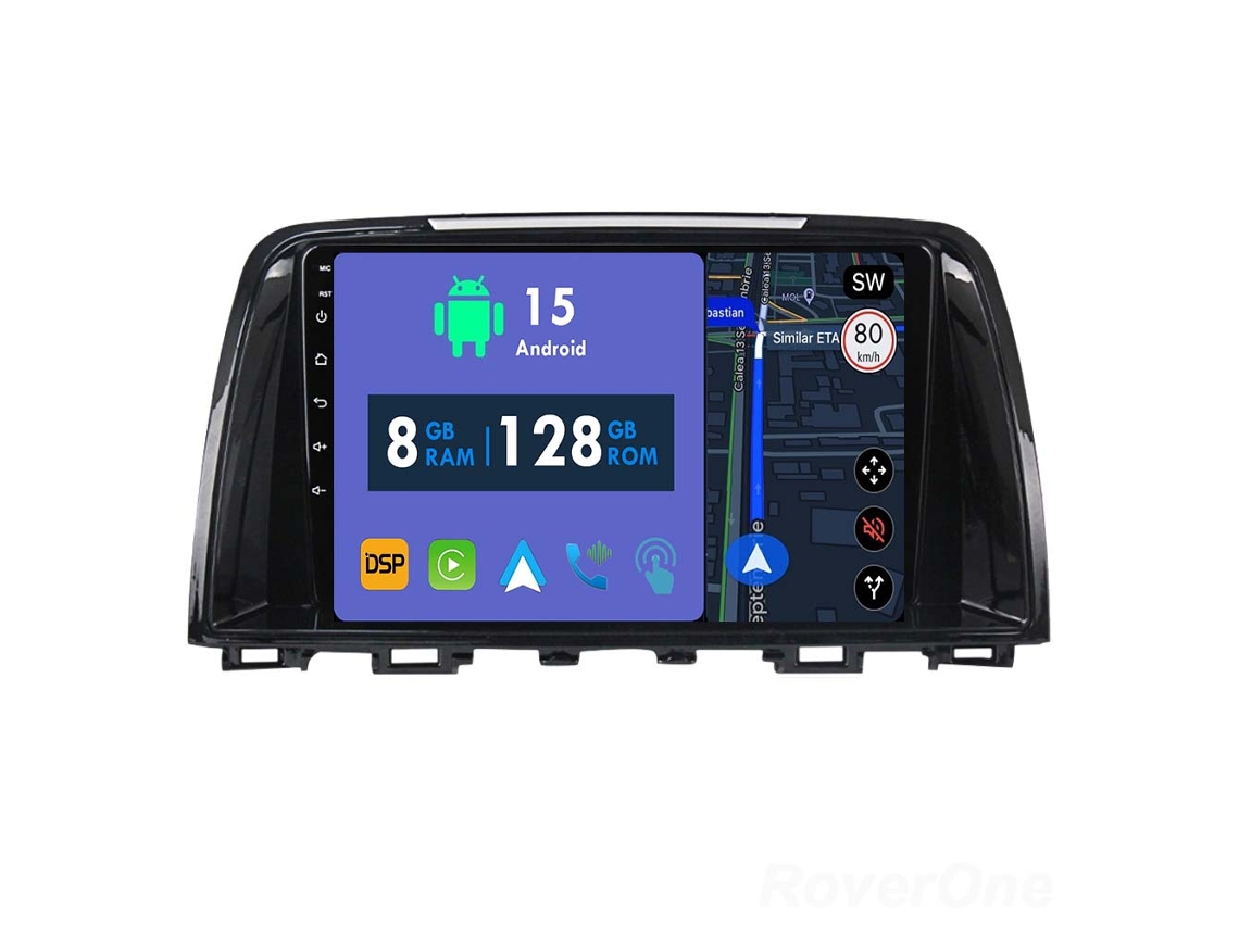 Coche Radio Android Auto Autoradio 8GB RAM 128G ROM CarPlay Navegación GPS Pantalla Táctil RoverOne para Mazda 6 Atenza 3 GJ 2012 - 2015 