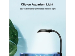 Lámpara de acuario con pinza 2026 con rotación libre de 360°, luz de relleno para plantas acuáticas, translúcida.