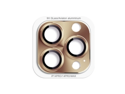 El protector de lente metálico es adecuado para la funda con diseño de CD dorado para iPhone 12 Pro Max.