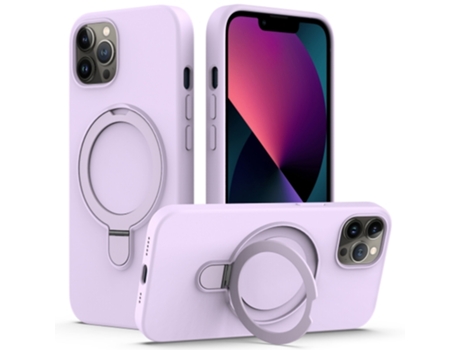 Funda Mobile Phone Cases Magsafe Liquid With Ring para iPhone 12 Pro Silicona Morado