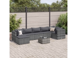 Conjunto de jardín de 8 piezas con cojines de mimbre gris de DKD Home Decor