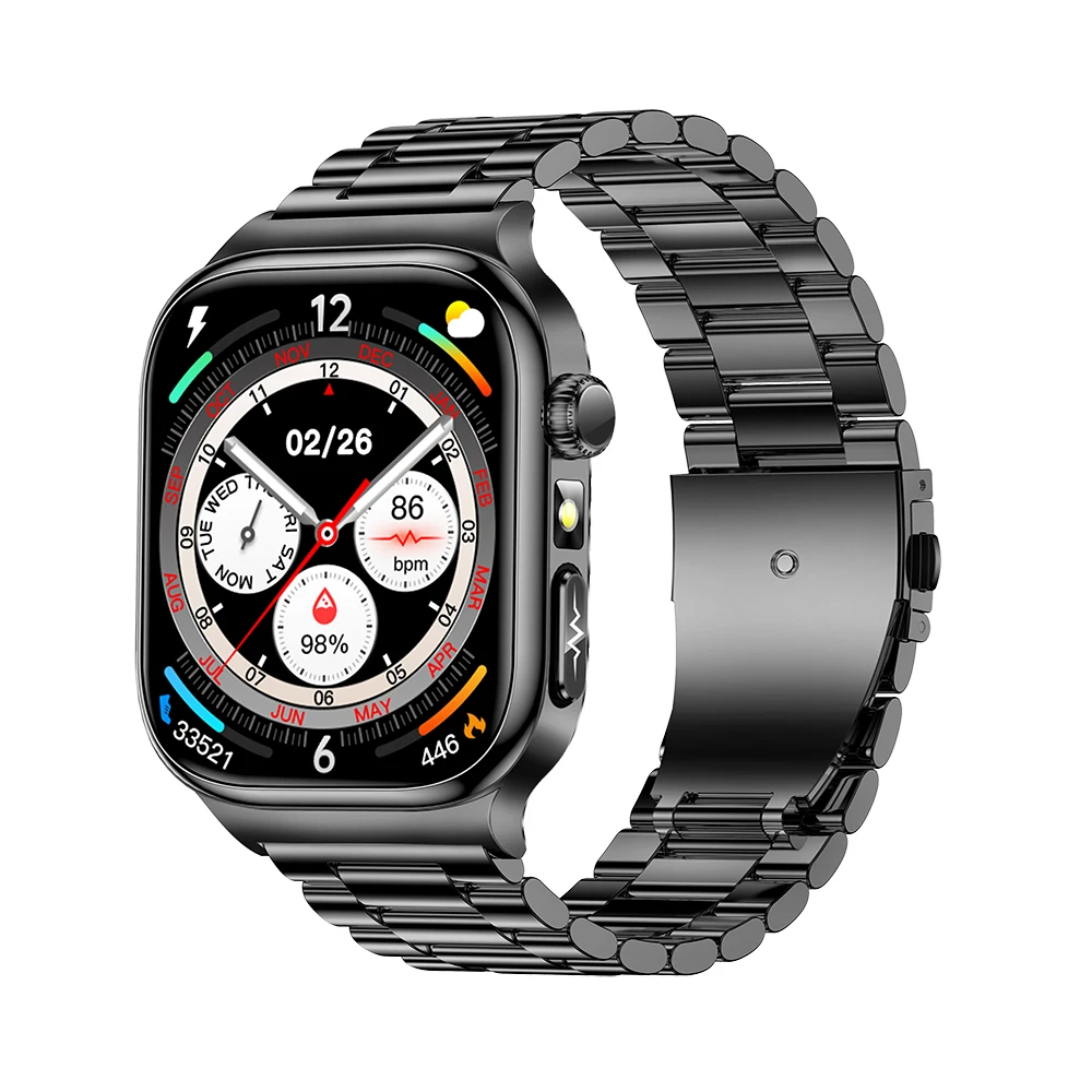 (acero Negro) Reloj Inteligente Con Llamadas Bluetooth, Pantalla Amoled Hd De 2,04 Pulgadas
