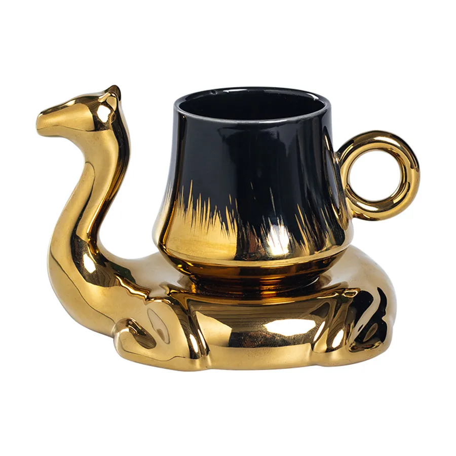 (preto 101-200ml) Conjunto De Xícara E Pires Em Formato De Camelo, Mini Caneca De Cerâmica, 110ml