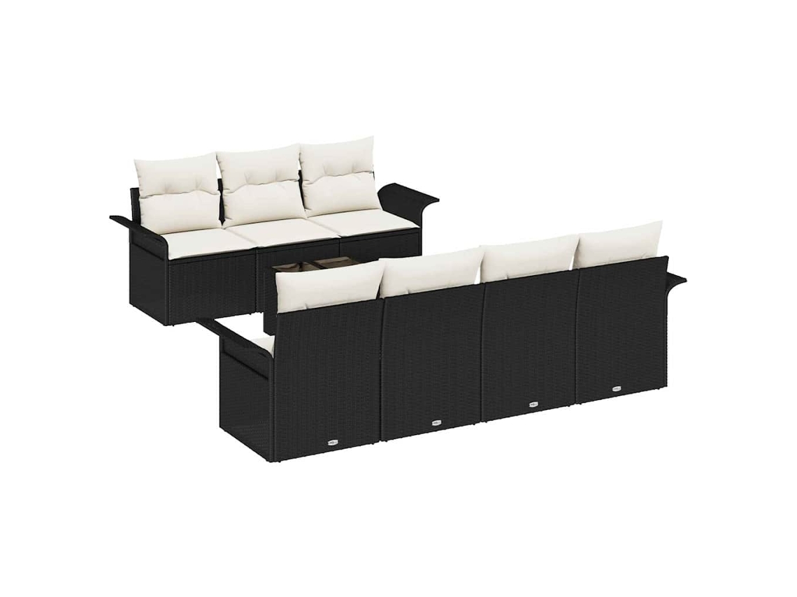 Maison Exclusive - Conjunto De Sofás De Jardín 8 Pcs Negro Y Crema Ratán Sintético