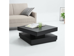 Mesa de centro Florenz con tablero giratorio 76x76x38 cm - Negro [en.casa]