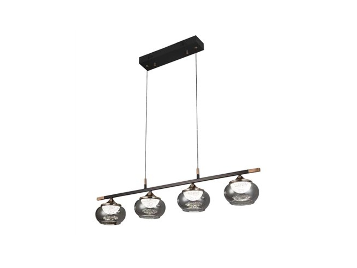 Regleta Led Colgante Pompeya De 4 Luces Con Control Remoto (28w 3cct 2520lm) Ip20 30-130x91x15cm Color Negro