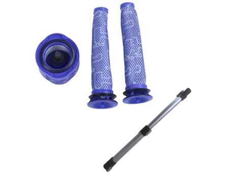 2X prefiltro 1X Kit de postfiltro Hepa para palo inalámbrico Dyson V6 y 1X tubo de extensión de repuesto para Dyson V6