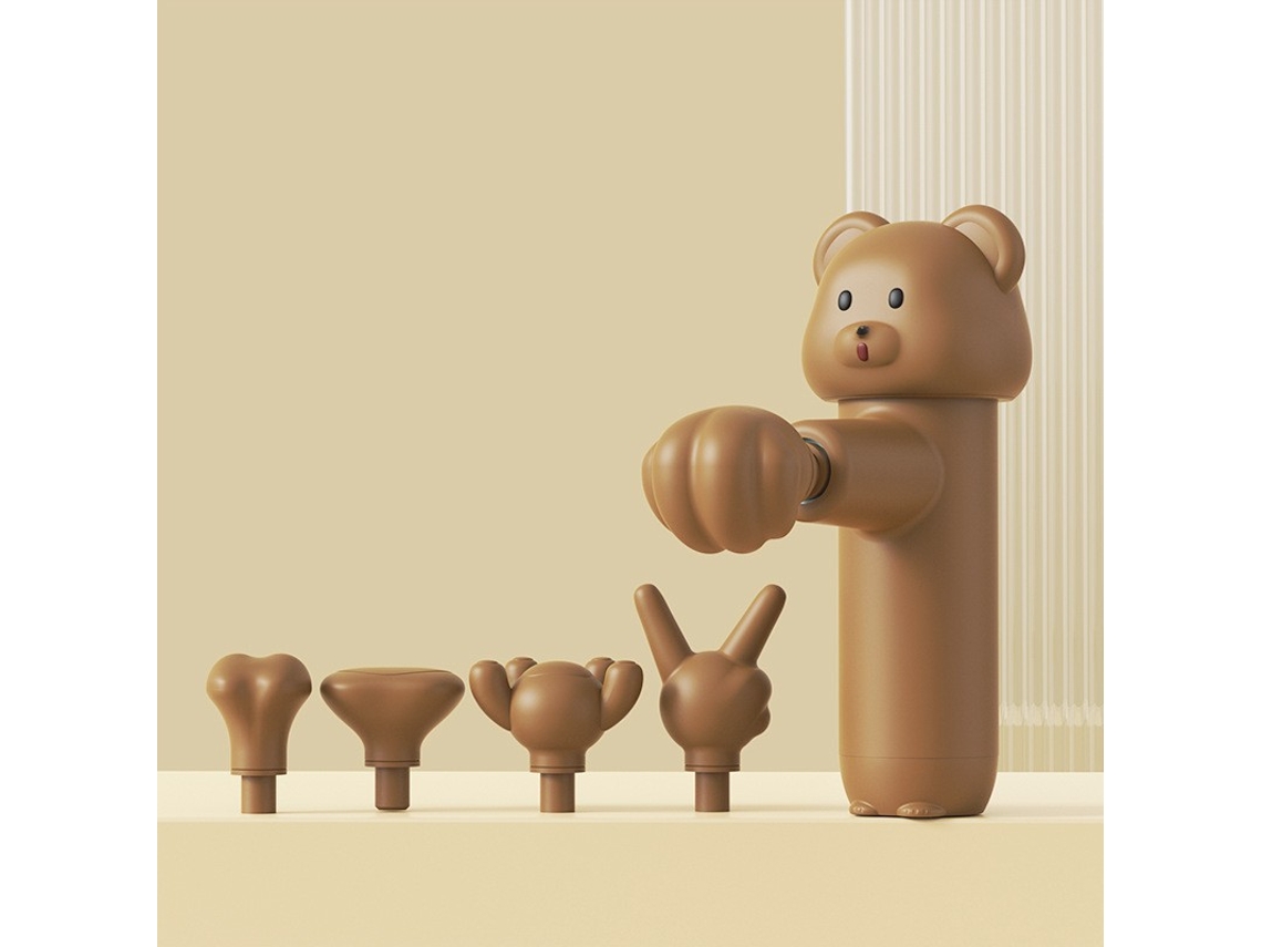 Mini pistola de masaje con forma de osito de peluche y 4 cabezales, ideal para la relajación muscular, regalo para mujeres, compacta, recargable, para uso diario... STELASPLEN